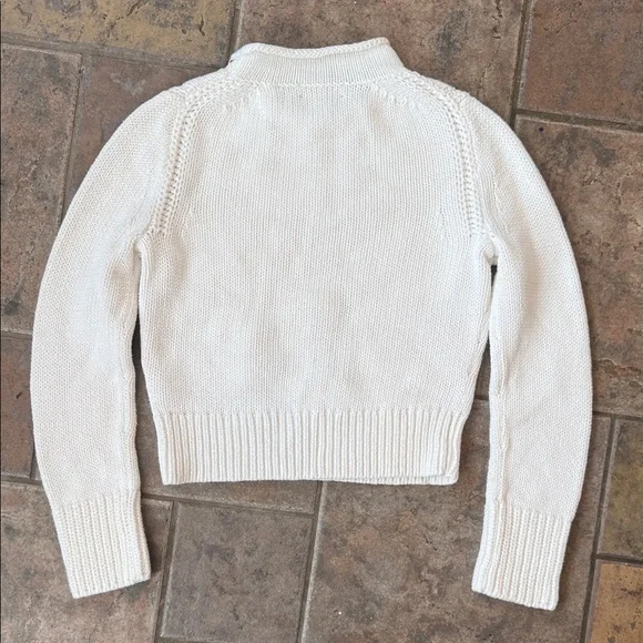 Cream Knit Roll Neck Cotton Sweater - Picture 7 of 7